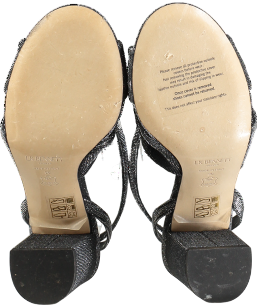 LK Bennett Black Eliana Pewter Knotted Round Heel Formal Sandals UK 3 EU 36 👠