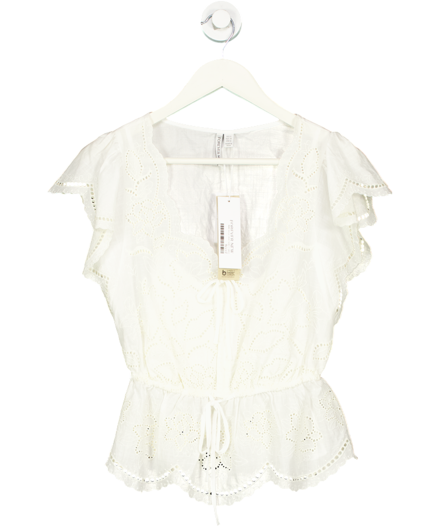 FOREVER NEW Cream Emmy Embroidered Blouse UK 6