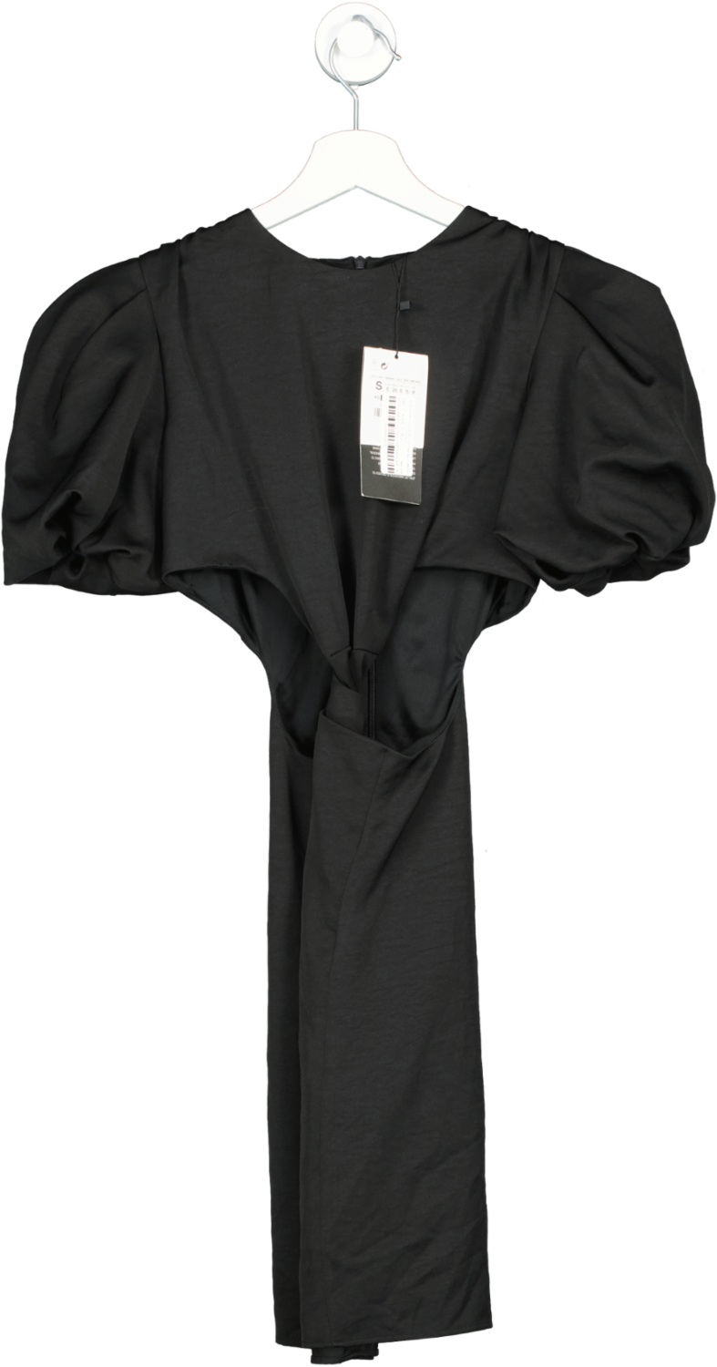 ZARA Black Puff Sleeve Mini Dress With Waist Cut Out BNWT UK S
