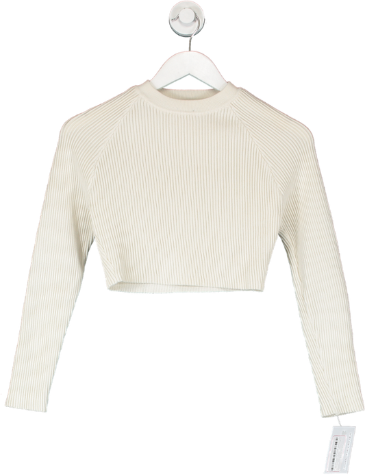 Re_Styld Cream Ribbed Cropped Sweater UK 8