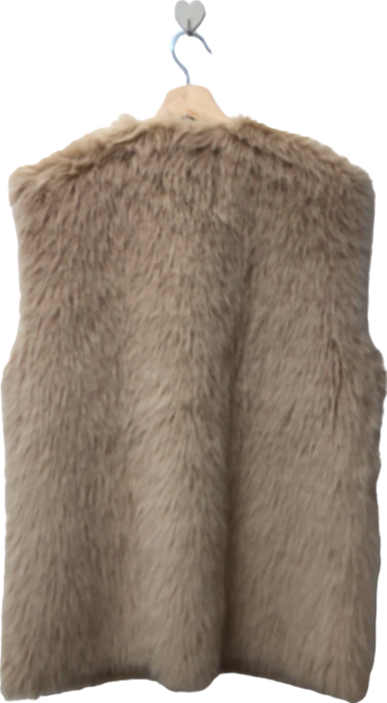 Zara Beige Faux Fur Gilet UK S