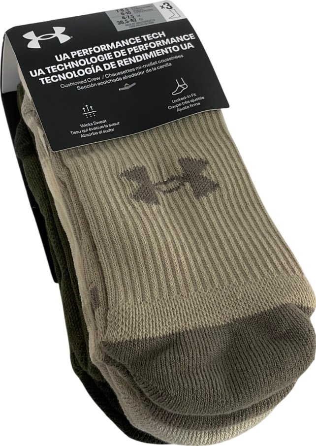 Under Armour Multicoloured Unisex Ua Performance Tech 3-pack Crew Socks One Size