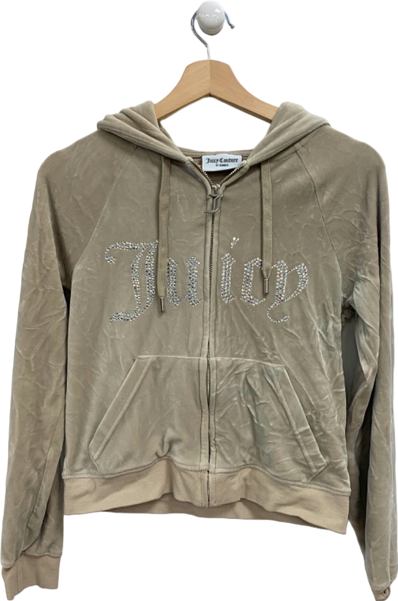 Juicy Couture Beige Velour Hoodie UK S