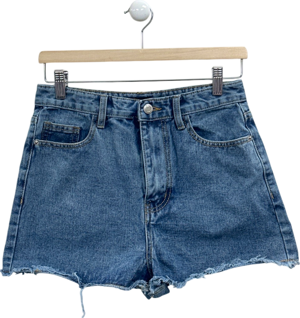 PrettyLittleThing Mid Blue Wash Denim Shorts UK 10