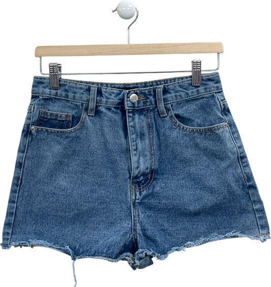 PrettyLittleThing Mid Blue Wash Denim Shorts UK 10