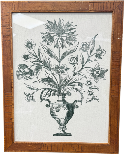 ARTFULLY WALLS Green Classic Flower Vase Framed Print By Ruti Shaashua