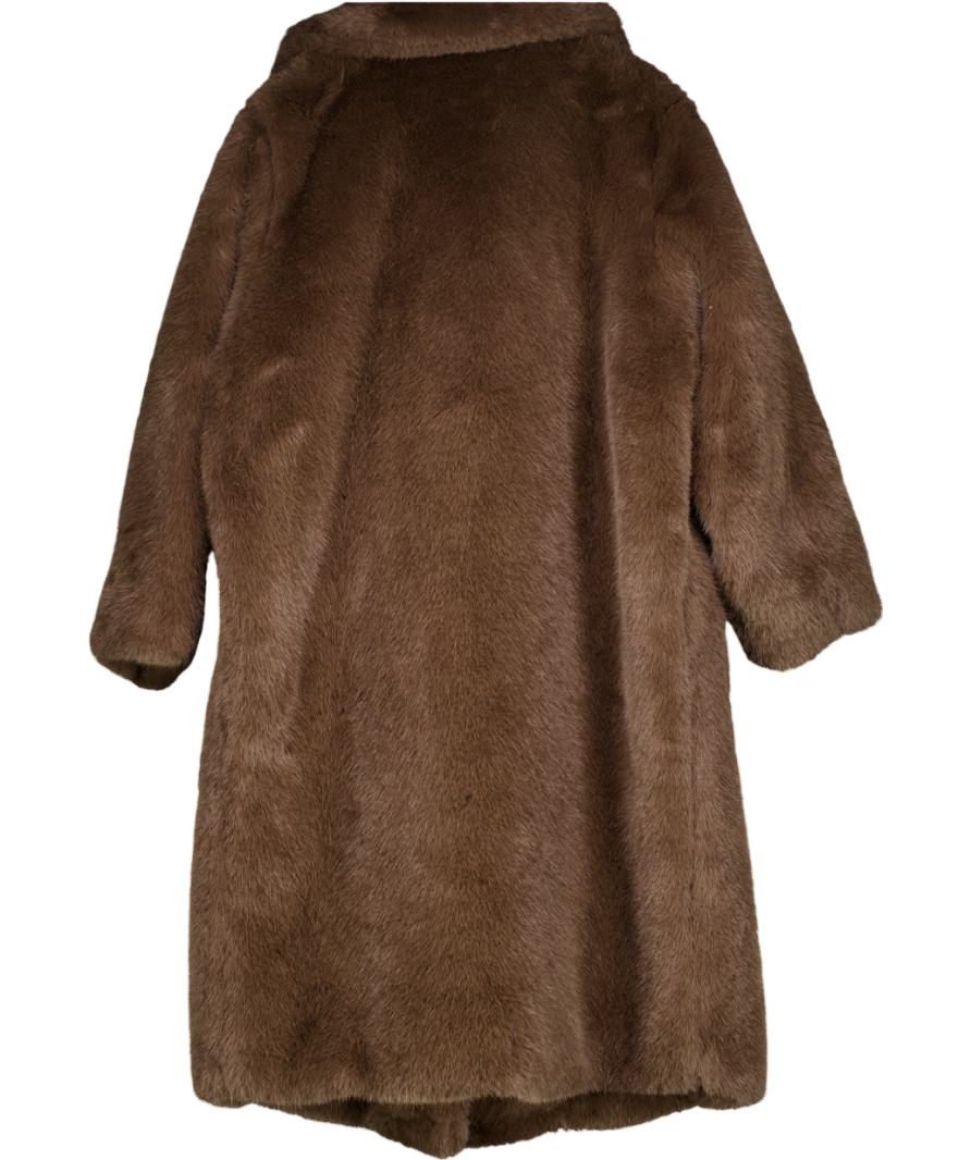 F&F Chocolate Brown Luxurious Faux Fur  Full Length Coat UK XL