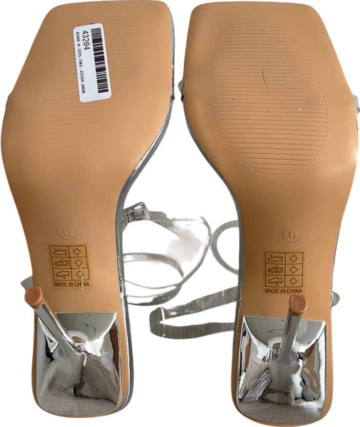 Public Desire Metallic Strappy Barely There Stiletto Heeled Sandals UK 6 EU 39 👠