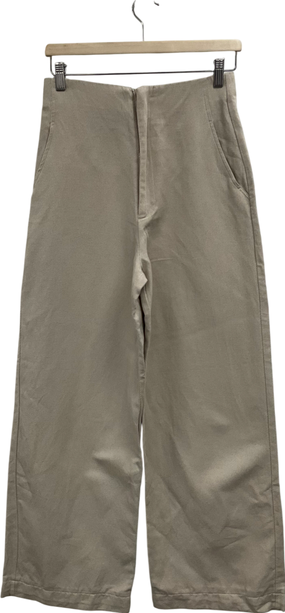 ZARA Beige Wide Leg Trousers UK S