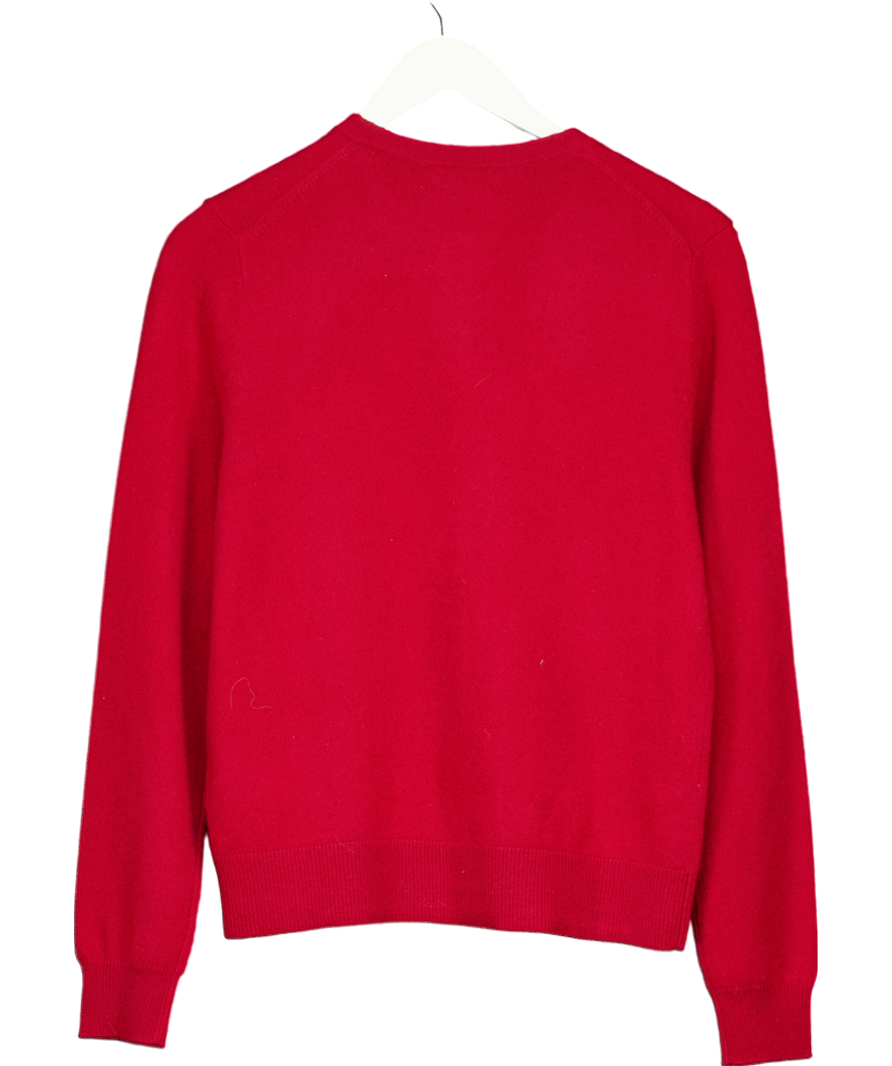 Soft Goat Lipstick Red 100% Cashmere Fine-knit Buttoned Cardigan UK S