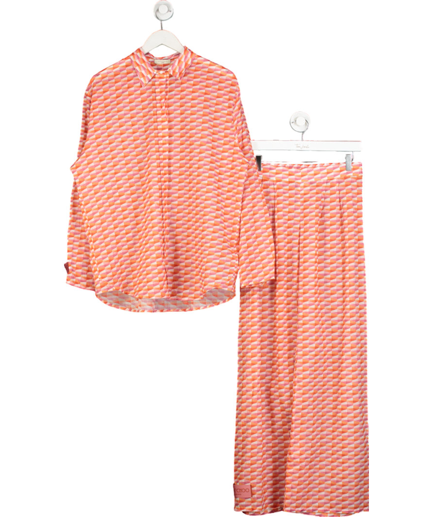 Jimmy Choo Orange Geometric-print 2-piece Cotton Shirt & Trouser Co-ord set UK M