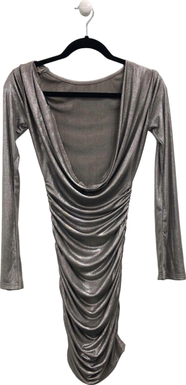 Pretty Lavish Silver Ruched Detail Mini Dress UK 6