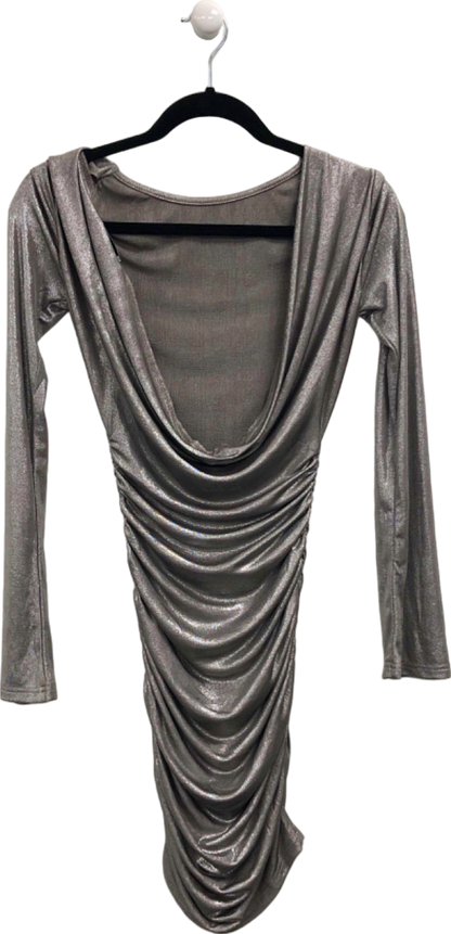 Pretty Lavish Silver Ruched Detail Mini Dress UK 6