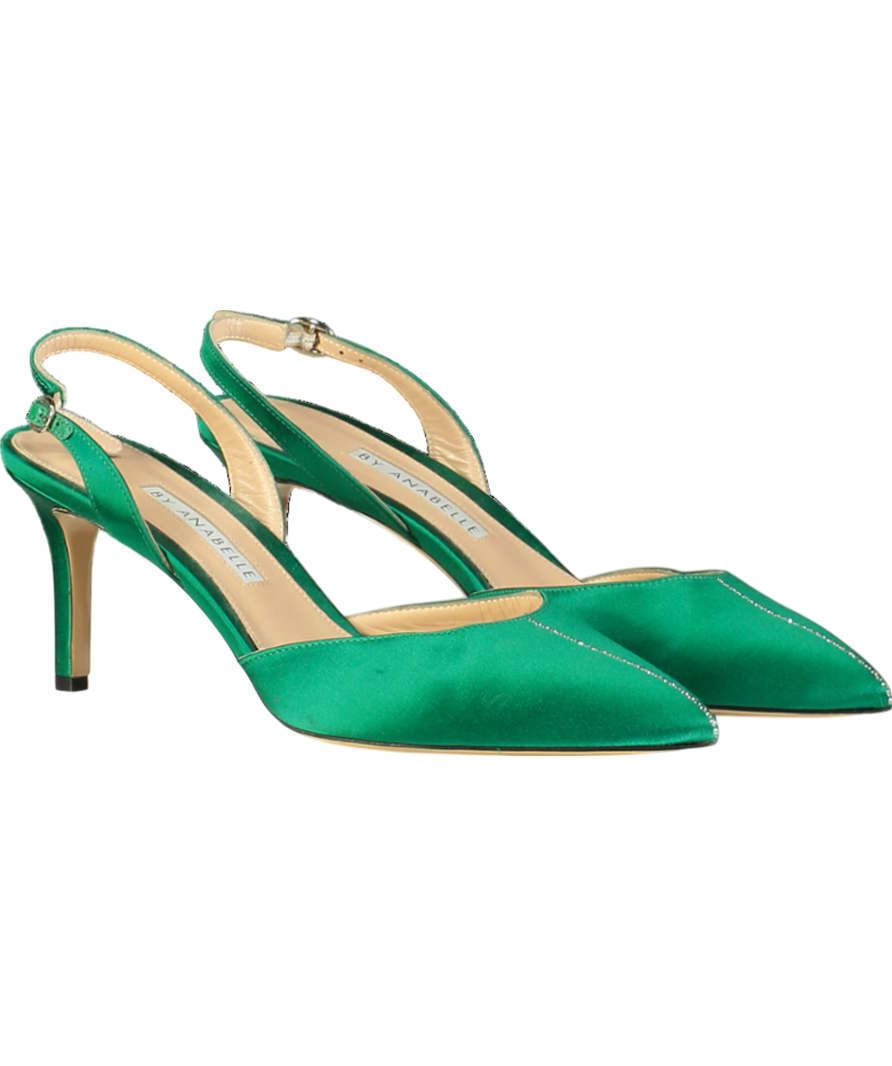 A by Anabelle Green 'a Drink For Two" Emerald Slingback Heels UK 8 EU 41 👠