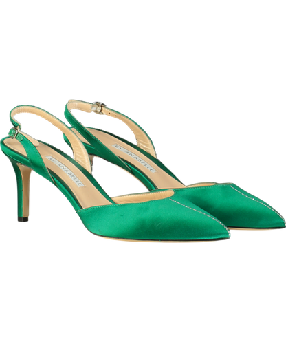 A by Anabelle Green 'a Drink For Two" Emerald Slingback Heels UK 8 EU 41 👠