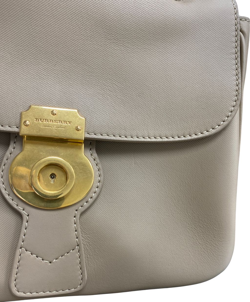 Burberry Beige Leather Dk88 Medium Top Handle Bag