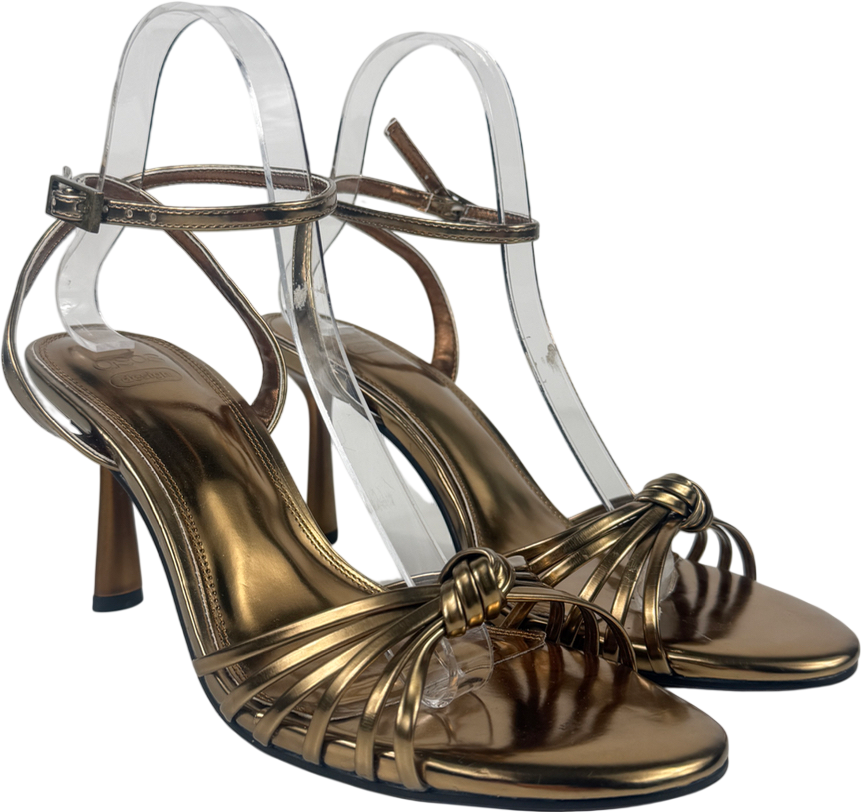ASOS Hero Knotted Mid Heeled Sandals In Bronze Metallic UK 7 EU 40