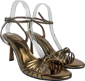 ASOS Hero Knotted Mid Heeled Sandals In Bronze Metallic UK 7 EU 40