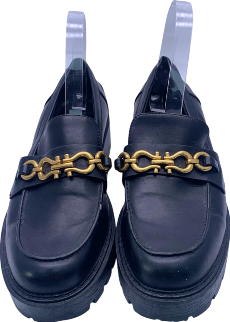 Charles & Keith Black Chain Detail Loafers EU 38