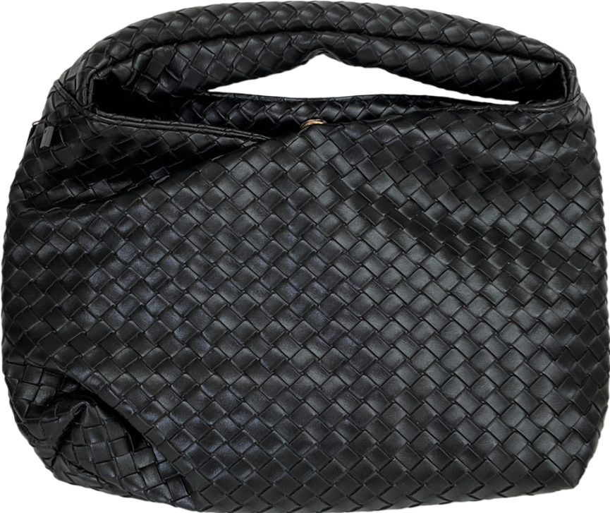 boohoo Black Woven Leather Look Grab Bag One Size