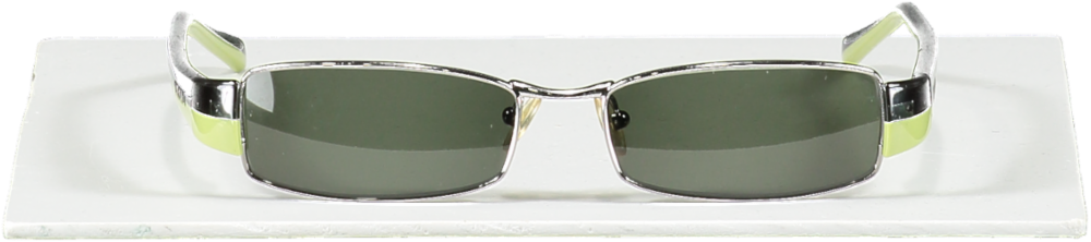 Prada Vintage Black / Green Slim Logo Arm Sunglasses