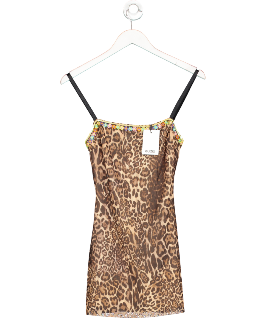 Danielle Guizio Leopard Mesh Mini Dress UK XS