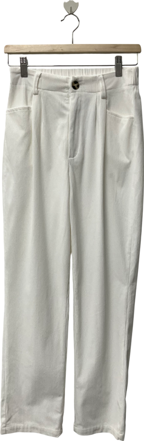 White Corduroy Trousers UK S