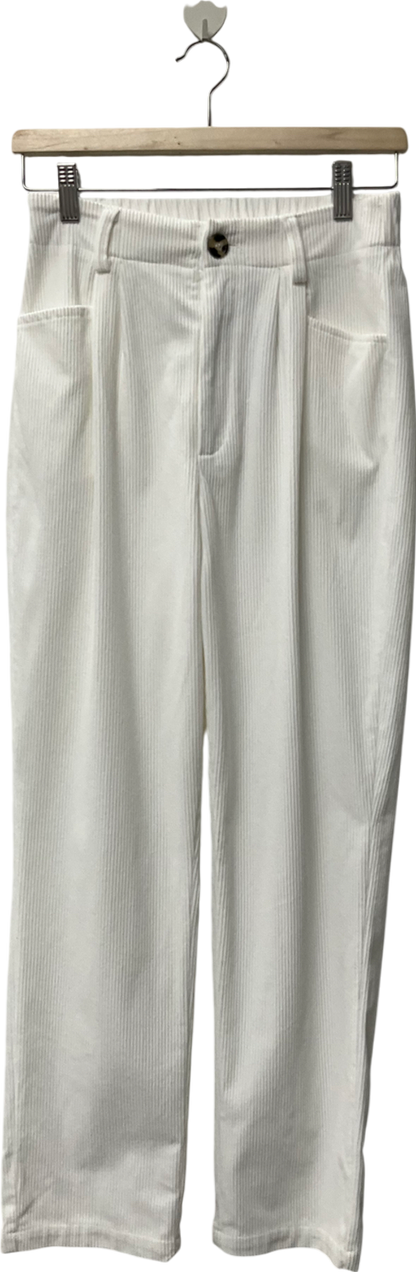 White Corduroy Trousers UK S