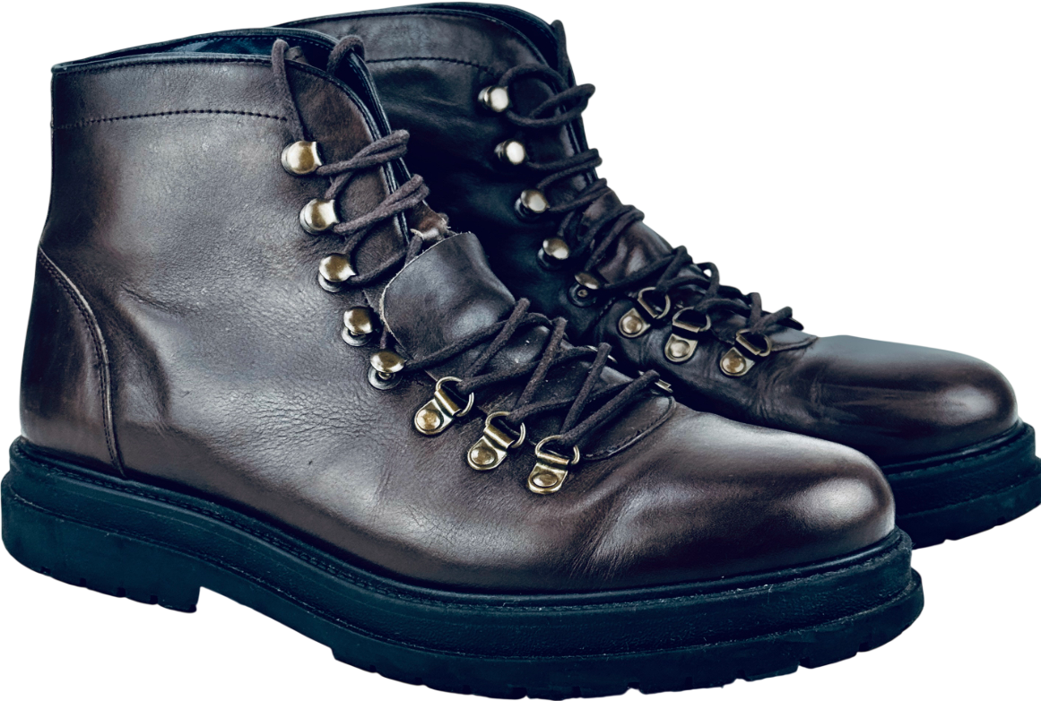 GOODWIN SMITH Dark Brown Luxury Italian Leather Lace Up Boots UK 10 EU 44 👞