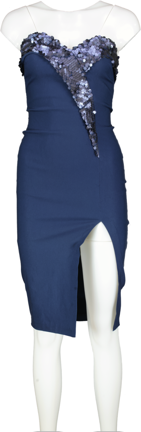 Vesper Blue Sequin Detail Midi Dress UK 6