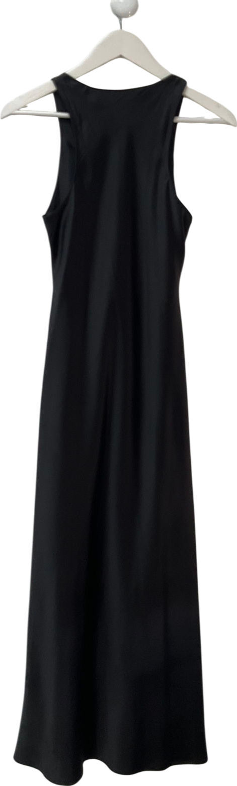 River Island Black Satin Maxi Dress UK 6