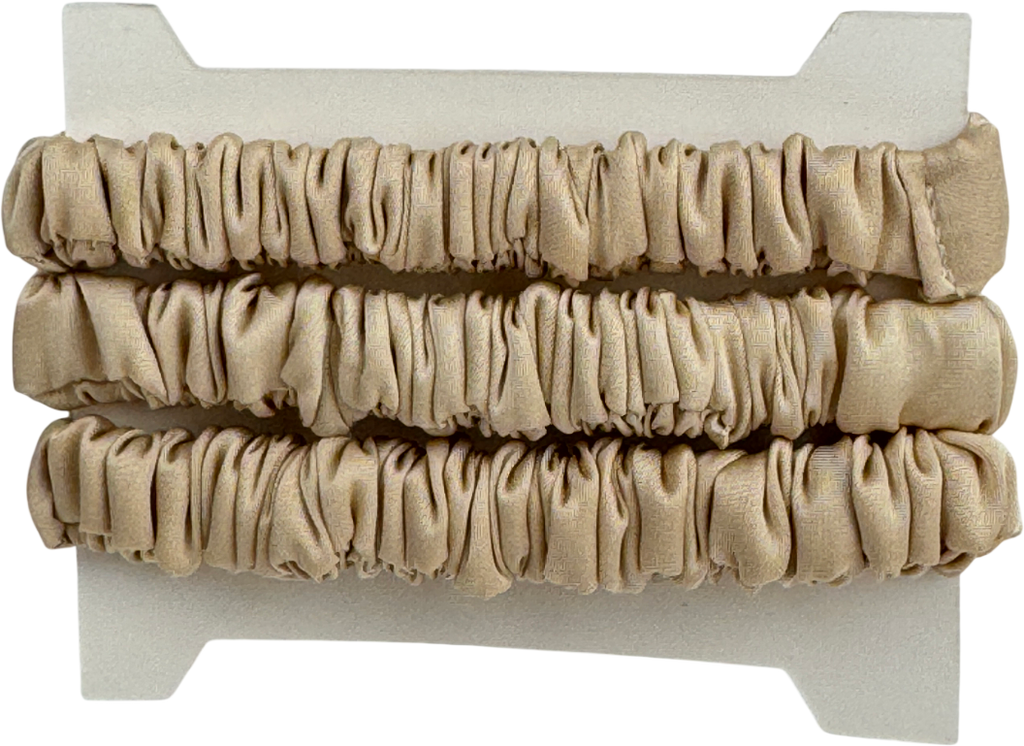 SILKI. Set Of 3 Luxury 100% Mulberry Silk Hair Scrunchies - Champagne Beige