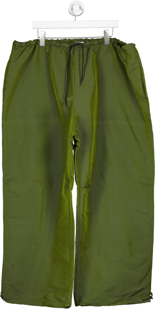 Topshop Green Curve Shine Parachute Trousers UK XL