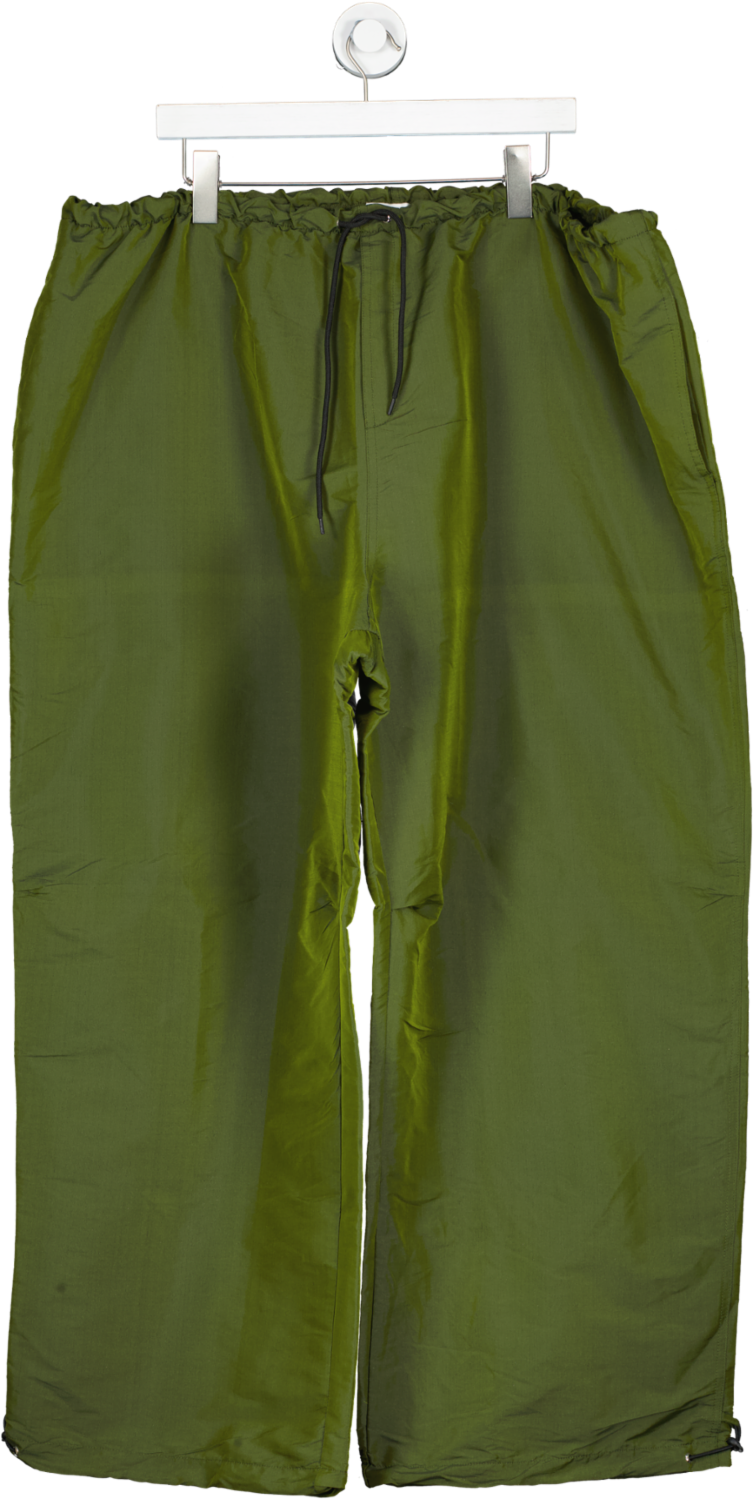Topshop Green Curve Shine Parachute Trousers UK XL