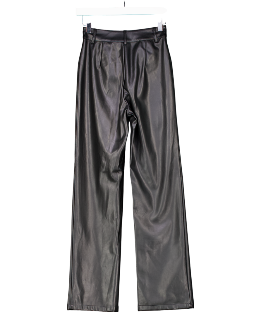 Oh Polly Black Night To Remember Faux Fur Leather Trousers UK 6