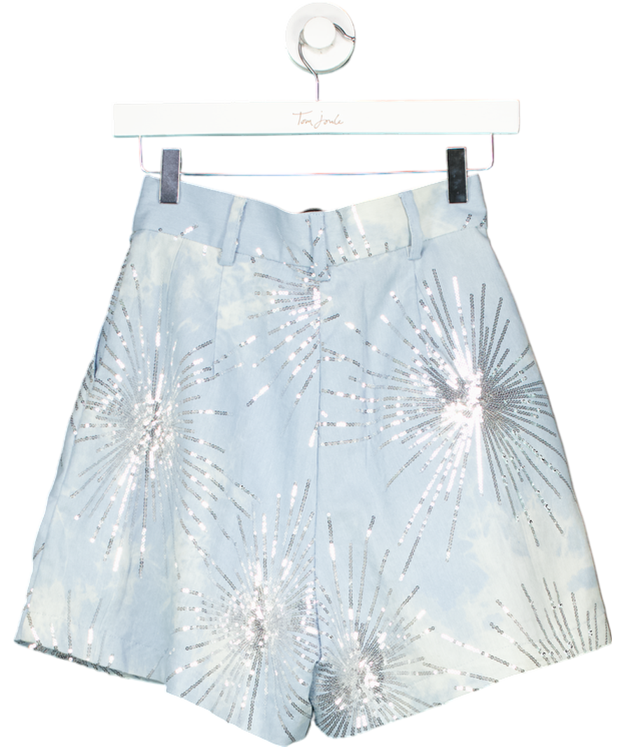 Bambah Blue High Waist Sequin Beach Shorts UK 8