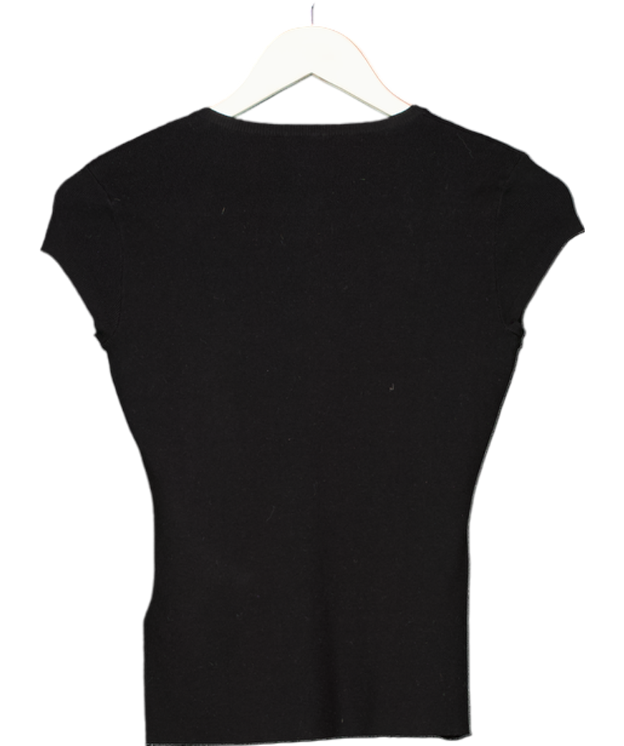 FABRIQUE Black Row Slim Fitt Top In Rayon Blend Knit UK XS