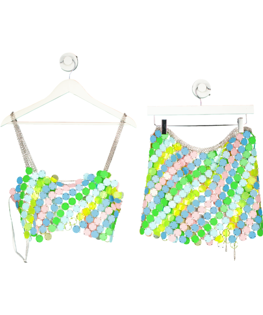 Nasty Gal Multicoloured Chainmail Cami Top And Mini Skirt One Size
