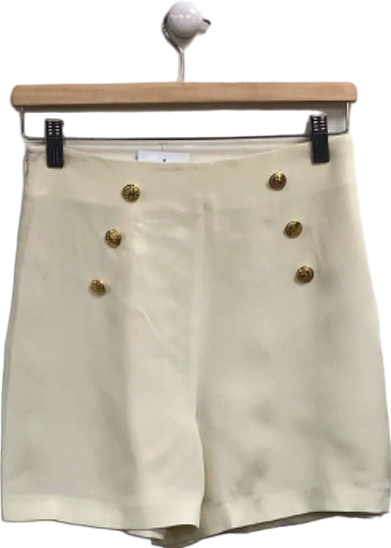 Lilysilk White Silk High-Waisted Shorts Size UK 8