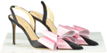 Mach & Mach Black and Pink Crystal Bow Slingback Heels EU 40 UK 7