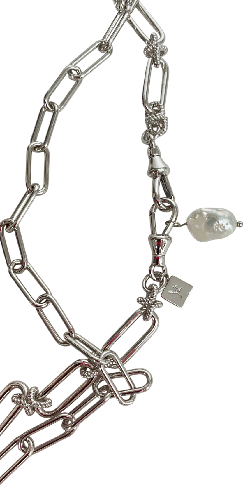 Massimo Dutti Metallic Two Linked Chain Necklaces One Size