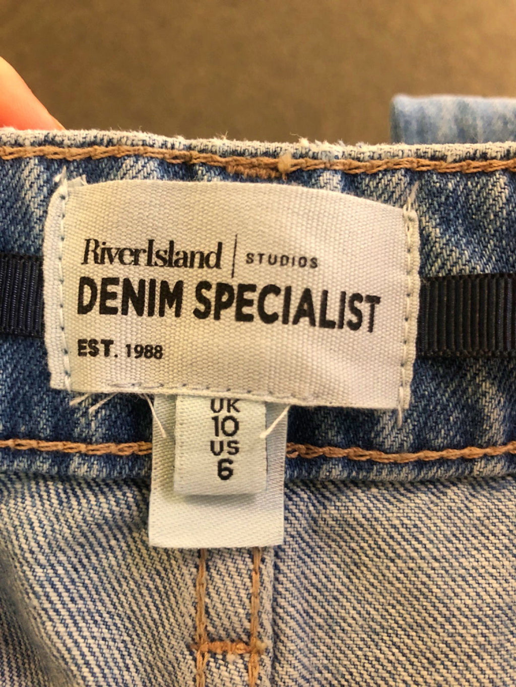 River Island Blue Embellished Relaxed Straight Jeans UK 10