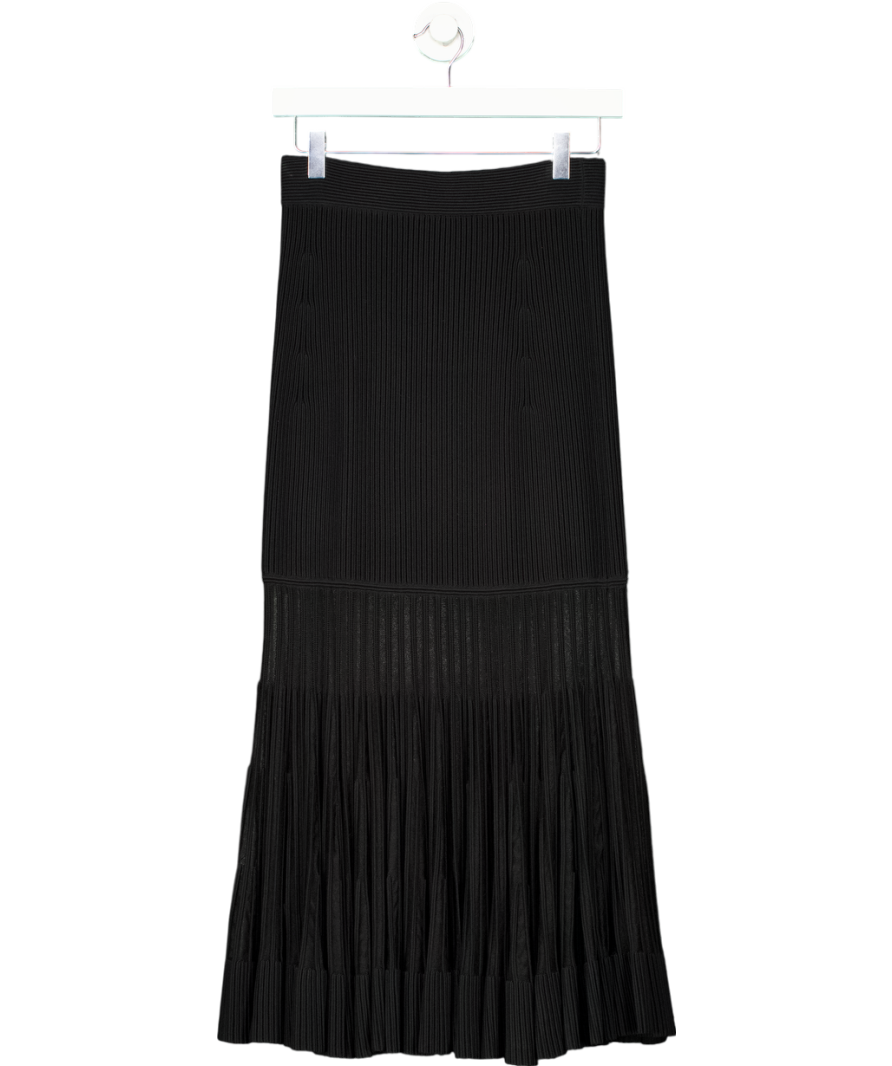 REISS Black Tilly Knitted Sheer Flared Midi Skirt UK XS/S
