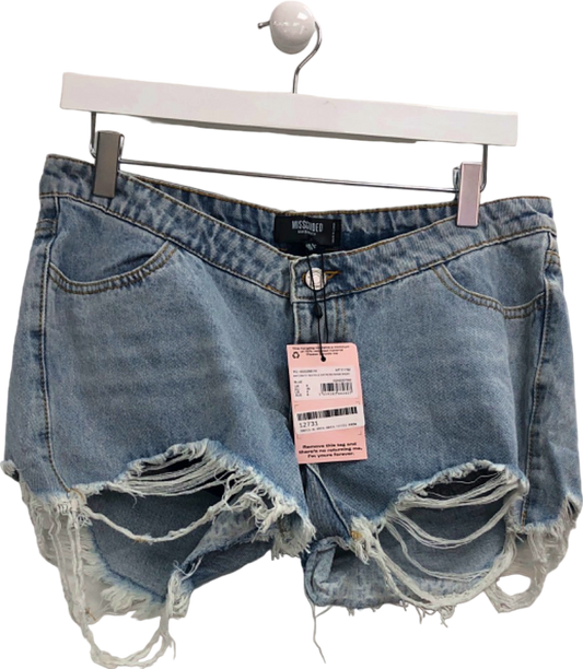 Missguided Blue Distressed Maternity Denim Shorts UK 8