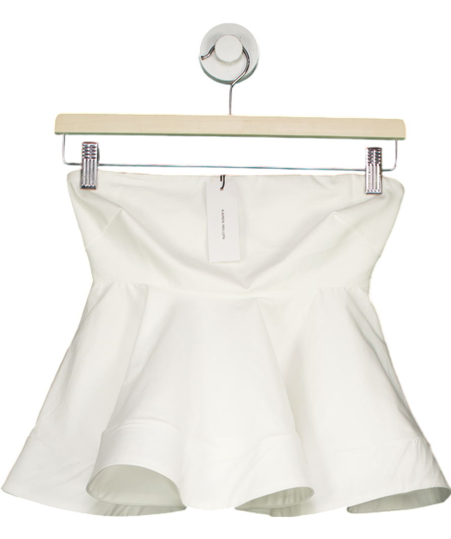 Karen Millen White Ruffle Hem Ponte And Cotton Jersey Bandeau Top UK XS