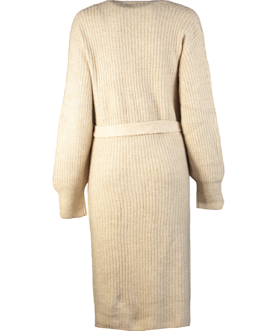 ZARA Cream Tie Belt Knit Cardigan UK S