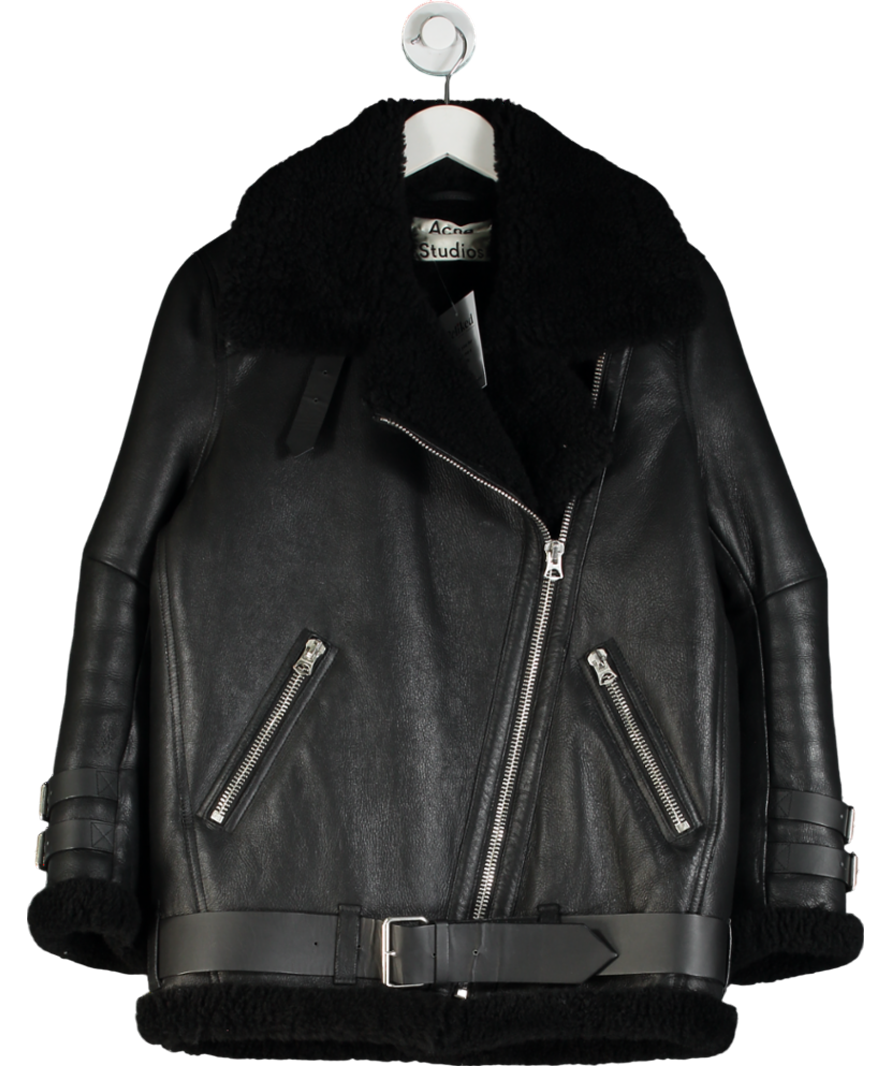Acne Studios Iconic Oversize Black Velocite Shearling Jacket UK 4
