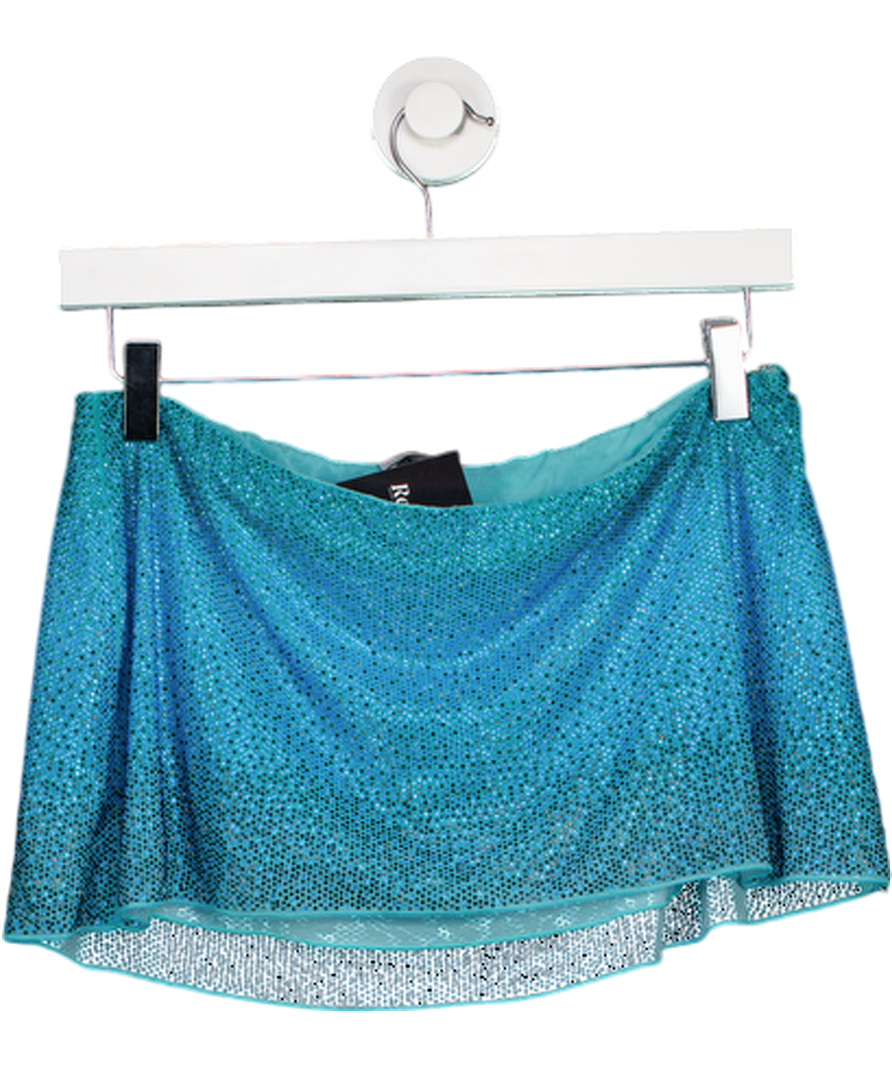 Oh Polly Blue Asta Embellished A-line Mini Skirt UK 8