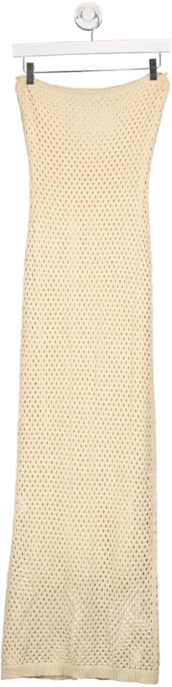 Fashion Nova Beige Crochet Maxi Dress UK M