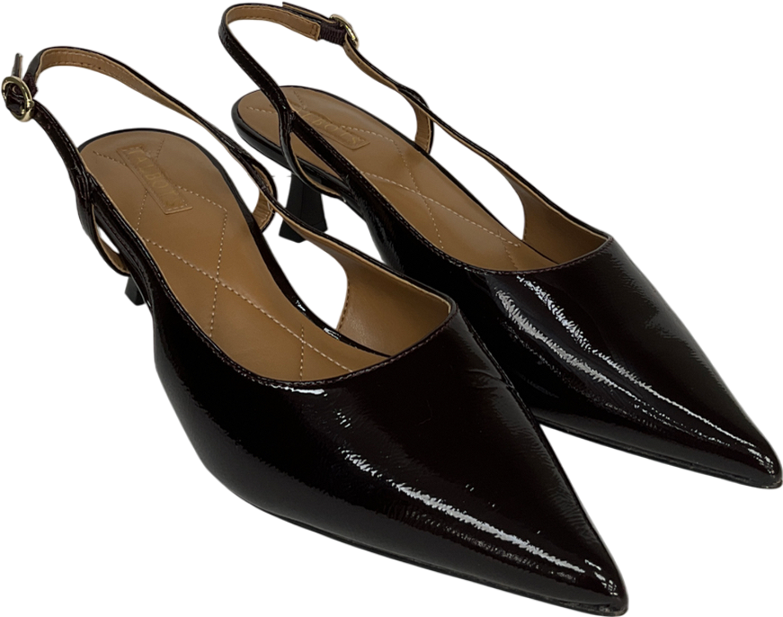 TALBOTS Red Olivia Slingback Kitten Heel Pumps - Crinkle Patent UK 7.5 EU 40.5 👠